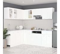Teenpull Mueble de cocina modular Lyon de 11 piezas, color blanco, con mucho espacio de almacenamiento, ideal como armario de almacenamiento y sistema de almacenamiento para organizar la cocina