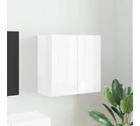 Teenpull Mueble de pared para TV, color blanco brillante, de madera, 59,5 x 31 x 60 cm, con 2 puertas y estante, espacio para sala de estar, para TV, HiFi, receptor, consola de juegos