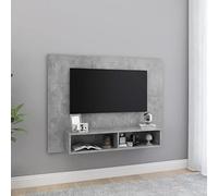 Teenpull Mueble de pared para TV, color gris hormigón, 120 x 23,5 x 90 cm, material de madera, flotante, compartimentos abiertos, muebles robustos de TV para salón, dormitorio, centro de