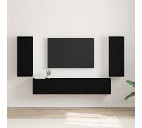 Teenpull Mueble de pared para TV, color negro, de madera, 30 x 31 x 80 cm, con 2 puertas y 6 estantes, para sala de estar, cine en casa y almacenamiento