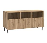 Teenpull Mueble de TV de madera de roble Artisan, 102 x 34,5 x 50 cm, con 3 cajones, espacio de almacenamiento y patas de acero, tablero multimedia versátil para salón, HiFi y consola de juegos