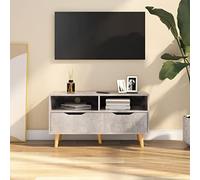 Teenpull Mueble de TV gris hormigón 90 x 40 x 48,5 cm, material de madera, soporte para TV duradero para salón, dormitorio, centro de entretenimiento, diseño moderno