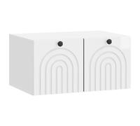 Teenpull Mueble de TV montado en la pared, color blanco brillante, de madera, 59,5 x 41 x 30 cm, con 2 puertas giratorias, espacio para tableros multimedia y dispositivos HiFi, ahorra espacio para