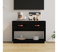 Teenpull Mueble de TV negro 90 x 40 x 60 cm, madera maciza de pino, con espacio de almacenamiento, para salón, dormitorio, centro de entretenimiento