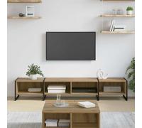Teenpull Mueble para TV artesanal, madera de roble, 170,5 x 36 x 30,5 cm, con patas de acero, para sala de estar, espacio para televisores y dispositivos HiFi