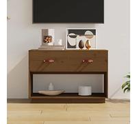 Teenpull Mueble para TV marrón miel 90 x 40 x 60 cm, madera maciza de pino, rústico, espacio de almacenamiento para salón, dormitorio, consola multimedia, soporte estable para TV
