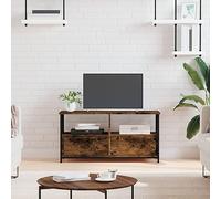 Teenpull Mueble para TV Sonoma, roble 90 x 33 x 45 cm, madera y hierro, estilo industrial, 2 cajones, para salón, dormitorio