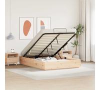 Teenpull Natural Ottoman Bed Frame 120 x 190 cm Solid Pine, Lift-Up Storage Base for Mattress, Gas-Spring Access, Indoor Bedroom Space Saving Platform, Easy Assembly for Two People