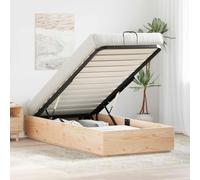 Teenpull Natural Ottoman Bed Frame 90 x 200 cm Solid Pine, Lift Up Storage Platform Base for Bedroom, Gas Lift Mechanism, Space Saving, Easy Assembly, Indoor Use