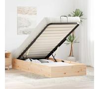 Teenpull Natural Ottoman Bed Frame with Storage, Pine Wood Platform Base for 90 x 190 cm Mattress, Gas Lift System, Spacious Bedroom Storage, Indoor Use, Easy Assembly, No Box Spring Needed