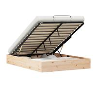 Teenpull Natural Ottoman Bed Frame with Storage, Pine Wood Structure, Gas Lift Platform Base for 150 x 200 cm Mattress, Bedroom Space Saving Storage Bed for Indoor Use, Easy Assembly