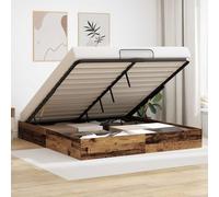 Teenpull Ottoman Bed Frame in Old Wood, Engineered Wood Base, 203 x 180 x 25 cm, Gas Lift Storage Bed, Platform Support, no Box Spring, Easy Assembly for Bedroom Organization