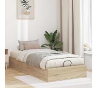 Teenpull Ottoman Bed Frame Sonoma Oak Engineered Wood 203 x 100 x 25 cm Lift up Storage Platform for Bedroom, no Box Spring Needed, Gas Lift Design for Organized Rest