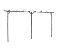 Teenpull Pérgola de jardín de madera de pino impregnada gris, 400 x 40 x 205 cm, con 3 postes, soporte estable para rosas y plantas trepadoras, cenador decorativo para jardín, terraza, entrada