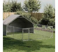 Teenpull Perrera para perros al aire libre con caño de acero galvanizado 6 x 3 x 1,9 m resistente a la intemperie con cubierta de tejido de polietileno, puerta con cierre, espaciosa y transpirable