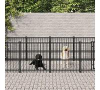 Teenpull Perrera para perros de acero con recubrimiento en polvo de 15,02 m², resistente y resistente a la intemperie, con puerta giratoria, ideal como caño para cachorros, parque y jaula para perros