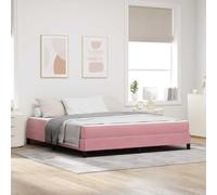 Teenpull Pink Box Spring Bed with Mattress, upholstered Fabric Base and slatted Support, 180 x 210 cm Frame, Bedroom Sleep Comfort for Adult Guest Room Home Decor
