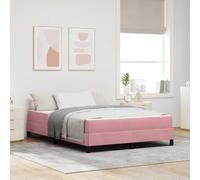 Teenpull Pink Box Spring Bed with Mattress, Upholstered Fabric Frame, 140 x 210 cm, Wooden Structure, Medium Firm Pocket Springs, Bedroom Support for 2 Adults