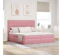 Teenpull Pink LED Storage Bed Frame with Mattress, upholstered headboard, Gas Lift Base, USB Ambient Lighting, 180 x 200 cm for Adults, Bedroom Space Saving and Under Bed Storage
