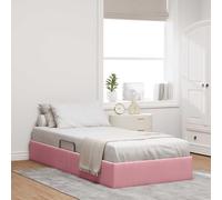 Teenpull Pink Ottoman Bed Frame 100 x 200 cm Velvet Metal Storage Lift Up Base Platform for Bedroom, Adult, Guest, Easy Assembly, Space Saving Support for Rest and Sleep
