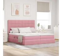 Teenpull Pink Storage Bed 180 x 200 cm Velvet upholstered Platform Bed with Hydraulic Lift, Metal Frame, headboard, Bedroom Storage, Comfort for Two, Interior Use, Assembly Required