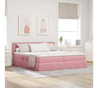 Teenpull Pink Storage Bed with Mattress, 100 x 200 cm, Metal Frame, upholstered headboard, slatted Support, Hydraulic Lift, Space Saving Bedroom Furniture for One Person
