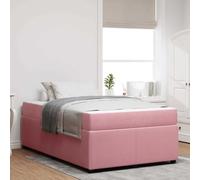 Teenpull Pink upholstered Bed Frame with Mattress, 120 x 190 cm, Wooden Slat Base, Modern Bedroom Support, 280 kg Capacity, for Adult or Guest Room, Easy Assembly