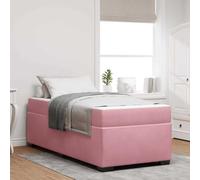 Teenpull Pink upholstered Bed Frame with Pocket Spring Mattress, 100 x 200 cm, slatted Base, Wooden Structure, for Bedroom, Guest Room, One Person, Durable Support and Everyday Rest