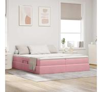 Teenpull Pink upholstered Storage Bed with Mattress, Velvet Finish, Hydraulic Lift Ottoman Base, Metal Frame, 180 x 200 cm Super King, slatted Support, Space Saving Bedroom Solution