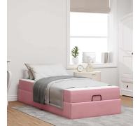 Teenpull Pink Velvet Bed Frame with Mattress Set, 100 x 200 cm, Plywood Structure, Storage Drawers, Platform Base, slatted Support, Modern Bedroom for Home, Indoor Use and Easy Assembly Comfort