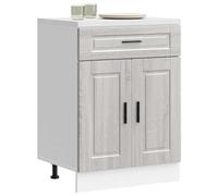 Teenpull Porto Armario bajo cocina gris Sonoma madera 60 x 46 x 81,5 cm moderno armario buffet mueble de almacenamiento para cocina duradero