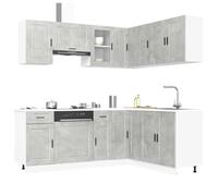 Teenpull Porto - Juego de 11 armarios de cocina, color gris hormigón, material de madera, armario modular, armario de almacenamiento duradero