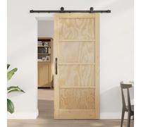 Teenpull Puerta corredera ORKDAL natural de madera maciza de pino 86 x 198,5 cm con carril de acero pulverizado, silencioso, ahorra espacio, ideal para interiores y conceptos modernos de vivienda