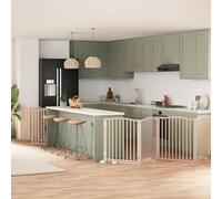 Teenpull Puerta plegable para perros de madera de álamo de 960 cm de largo con puerta, independiente y compacta, rejilla de barrera versátil para caño de cachorros, rejilla para perros y seguridad al