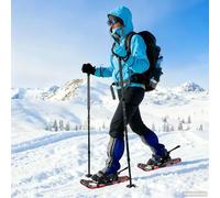 Teenpull Raquetas de nieve 3 en 1, color rojo y negro, aluminio HDPE, 53,5 x 21 cm, longitud ajustable con trinquete, antideslizantes, para senderismo en invierno, trekking, excursiones de montaña al