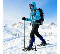 Teenpull Raquetas de nieve 3 en 1, plateadas y negras de aluminio HDPE, 53,5 x 21 cm, ajustables con agarre antideslizante y fijación de trinquete, para senderismo de invierno, trekking, excursiones