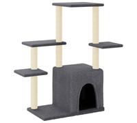 Teenpull Rascador para gatos con columnas rascadoras de sisal, color gris oscuro, 97,5 cm, robusto, compacto, con felpa, para el cuidado de las garras, jugar y relajarse en el salón, esquina interior