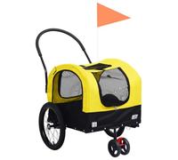 Teenpull Remolque de bicicleta 2 en 1 para perros y carritos de bebé de color amarillo y negro, plegable con marco de metal resistente, tela Oxford impermeable, con ventana de malla, suave y