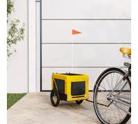 Teenpull Remolque de bicicleta para perros amarillo y negro con tela Oxford y marco de hierro, 54,5 x 120 x 53 cm, soporta 30 kg, plegable para transporte de mascotas, viajes, senderismo, visita al
