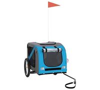 Teenpull Remolque de bicicleta para perros, azul y gris, tejido Oxford, hierro resistente, plegable, con tejido de malla, transpirable, ligero, ideal para viajes, excursiones, carrito de transporte