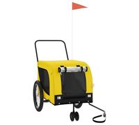 Teenpull Remolque de bicicleta para perros, color amarillo y negro, tela Oxford y hierro, plegable, compacto, transpirable, con tejido de malla, capacidad de carga de 45 kg, ideal para excursiones