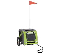 Teenpull Remolque de bicicleta para perros, color verde, gris, tela Oxford y marco de metal resistente, impermeable, plegable, con red de malla para viajes, senderismo, visita al veterinario, ahorra