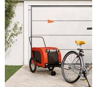 Teenpull Remolque de bicicleta para perros en color naranja y negro de tela Oxford y hierro con marco de metal resistente, plegable, ideal para viajes, senderismo, visita al veterinario, transporte