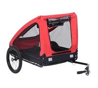 Teenpull Remolque de bicicleta para perros en color rojo y negro con marco de acero resistente, tela Oxford, ventanas de malla, carga de 40 kg, plegable, fácil de usar y ahorra espacio para viajes
