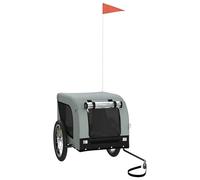 Teenpull Remolque de bicicleta para perros, gris y negro, de tela Oxford resistente y hierro, 124 x 65 x 66 cm, plegable, transpirable con tejido de malla, plegable para transporte y excursión en