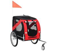 Teenpull Remolque de bicicleta para perros rojo y negro con marco de metal resistente y tela Oxford impermeable, plegable, con ventanas de malla, reflectores, acoplamiento rápido