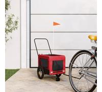 Teenpull Remolque de bicicleta para perros rojo y negro de tela Oxford y hierro, resistente con marco de metal, plegable, maniobrable y suave para viajes, visitas al veterinario, vacaciones y