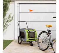 Teenpull Remolque de bicicleta para perros, verde y gris, de tela Oxford y hierro, 63 x 121 x 65 cm, plegable con tejido de malla y reflectores para un transporte seguro, carrito plegable ideal para