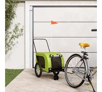 Teenpull Remolque de bicicleta para perros verde y negro con marco de metal resistente y tela Oxford, plegable, impermeable, maniobrable, suave, ideal para viajes, senderismo, visita al veterinario