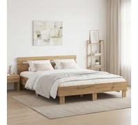 Teenpull Roble Artisan Bed Frame 140 x 190 cm Wooden Structure with headboard, Modern Bedroom Platform Base for 2 People, Indoor Use, Sturdy Support and Easy Assembly